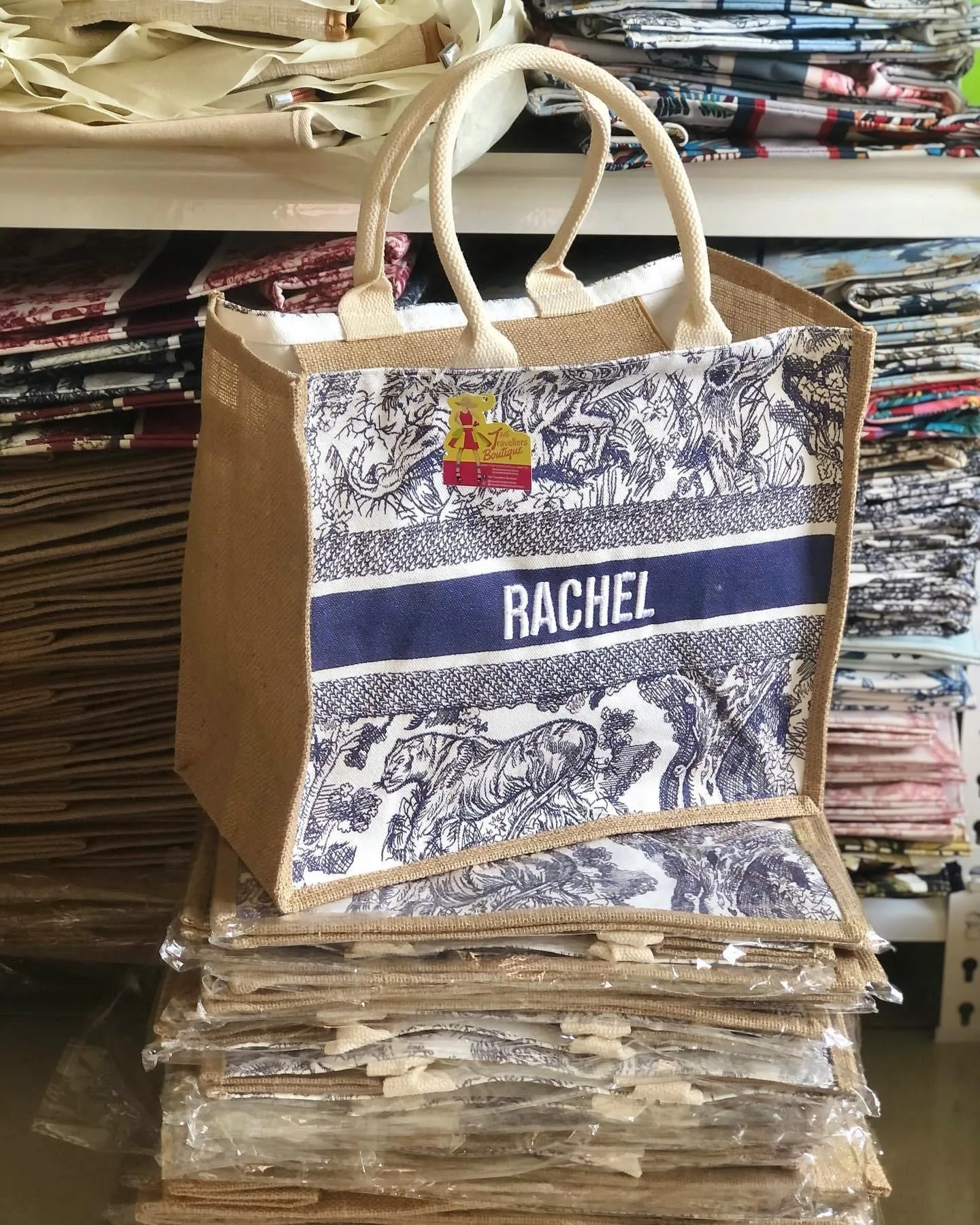 Burlap Book Tote