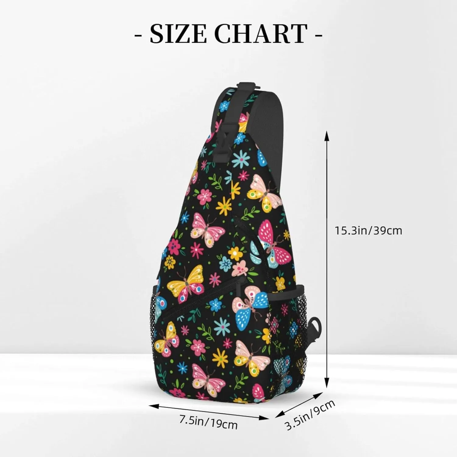 Butterflies Crossbody Sling Backpack Sling Bag Adjustable Chest Shoulder Daypack For Women Men