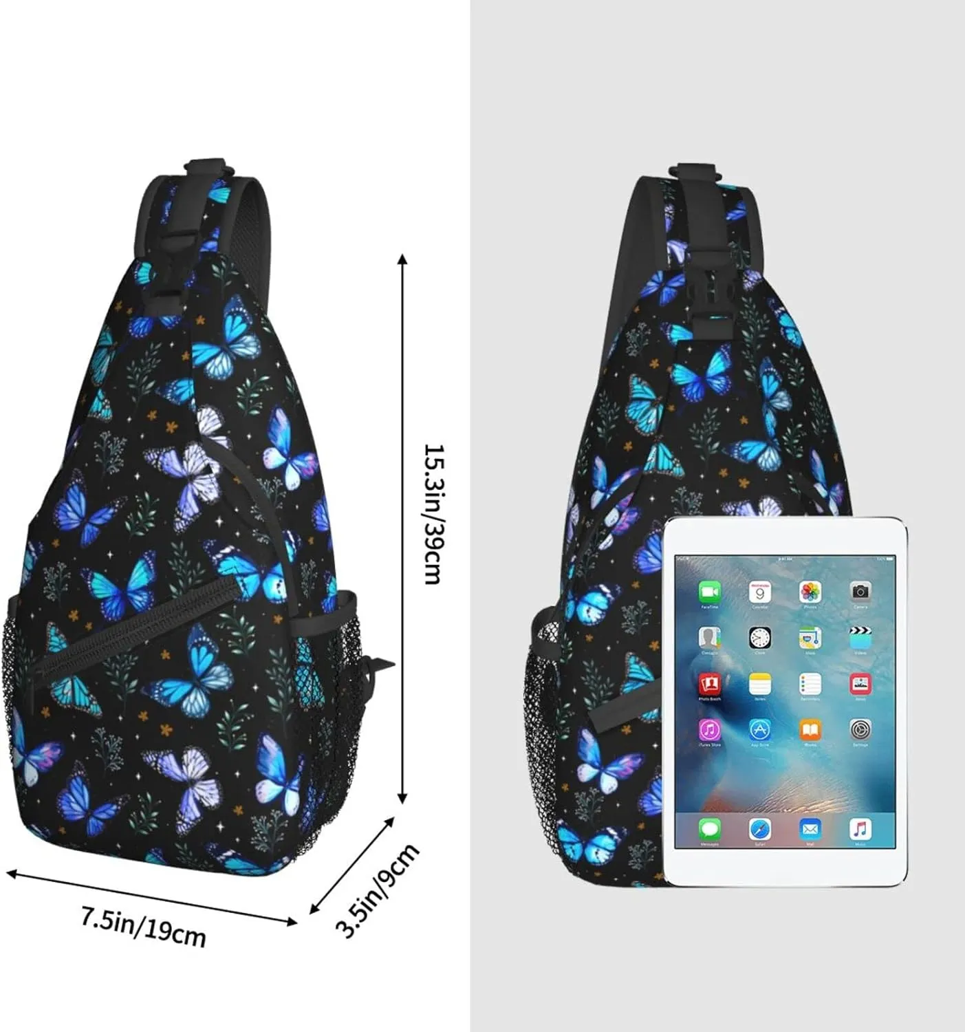 Butterflies Sling Bag Crossbody Sling Backpack for Women Men Travel Hiking Daypack Chest Shoulder Bag