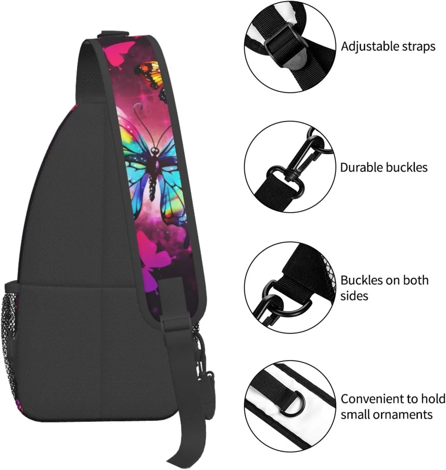 Butterflies Sling Bag Crossbody Sling Backpack for Women Men Travel Hiking Daypack Chest Shoulder Bag