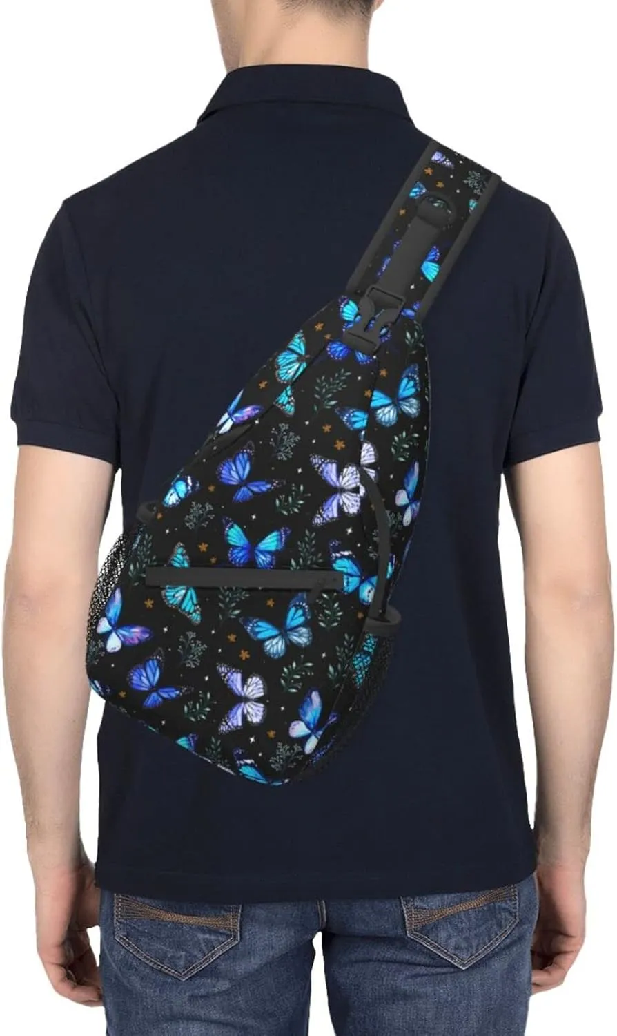 Butterflies Sling Bag Crossbody Sling Backpack for Women Men Travel Hiking Daypack Chest Shoulder Bag