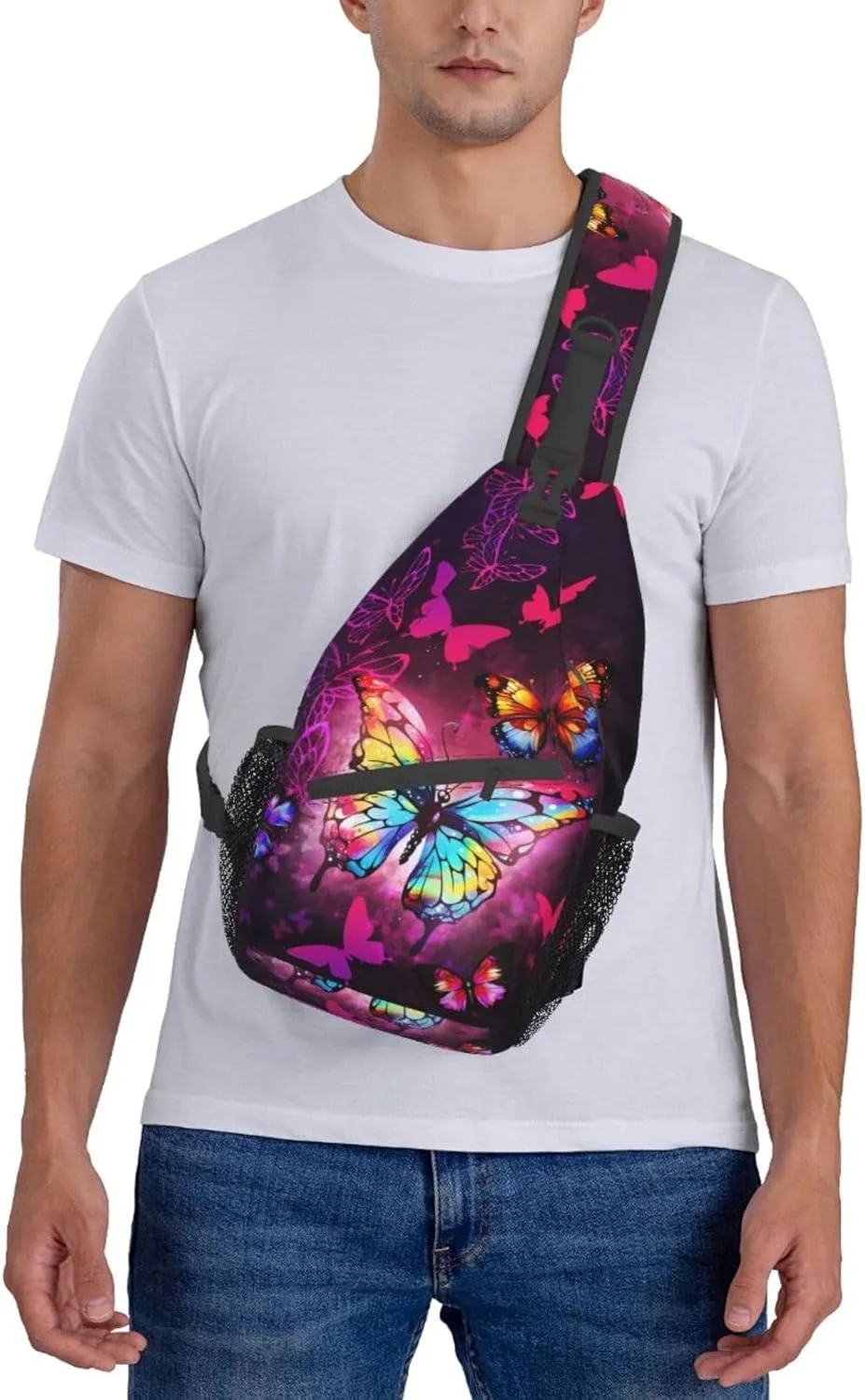 Butterflies Sling Bag Crossbody Sling Backpack for Women Men Travel Hiking Daypack Chest Shoulder Bag