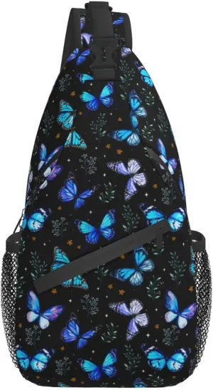 Butterflies Sling Bag Crossbody Sling Backpack for Women Men Travel Hiking Daypack Chest Shoulder Bag