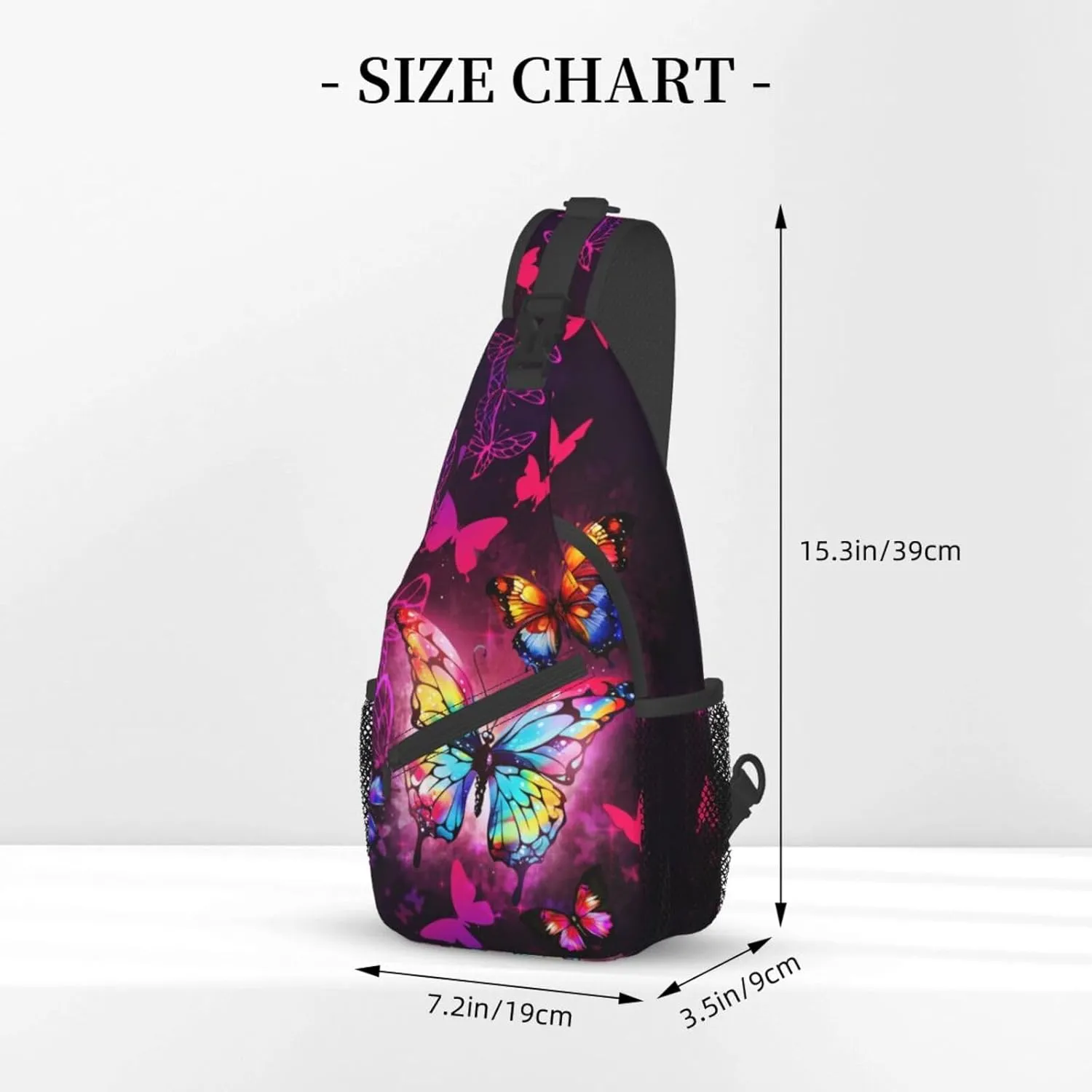 Butterflies Sling Bag Crossbody Sling Backpack for Women Men Travel Hiking Daypack Chest Shoulder Bag