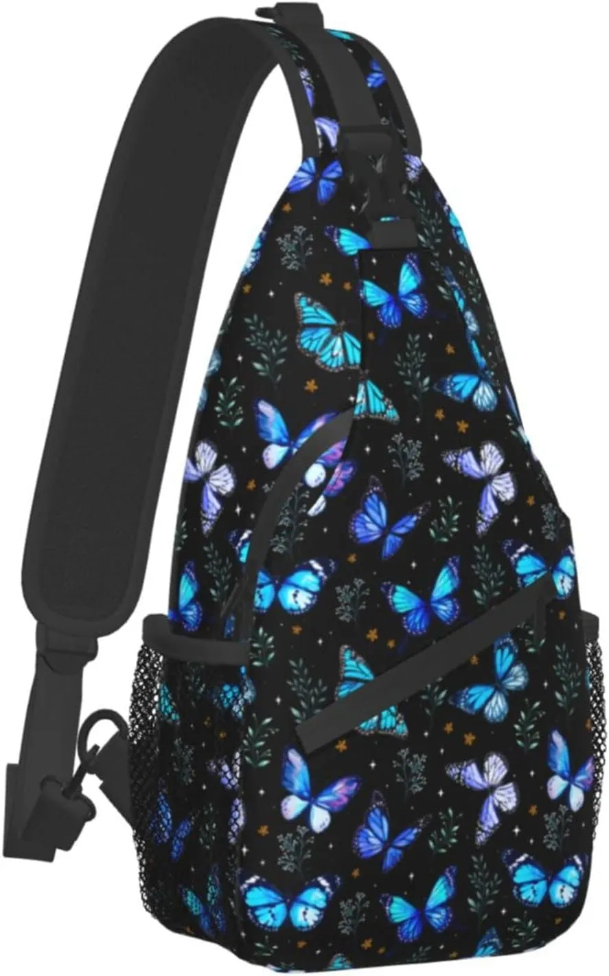 Butterflies Sling Bag Crossbody Sling Backpack for Women Men Travel Hiking Daypack Chest Shoulder Bag