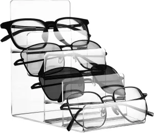 Cabilock Display Risers Acrylic Wallet Holder Stand Handbag Purse Display Shelf Jewelry Cosmetic Racks Organizer (4 Tier)