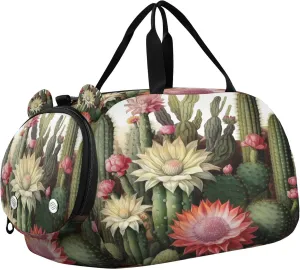 Cactus Kids Overnight Sports Duffel Bags with Shoe Compartment & Wet Pocket Travel Sport Gym Bag for Girls Boys