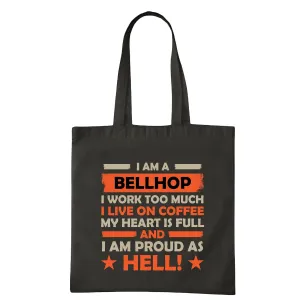 Caffeine Bellhop Gift for Overworked Coffee Lovers Heartful Design Navy Black Multicolor Canvas Tote Bag
