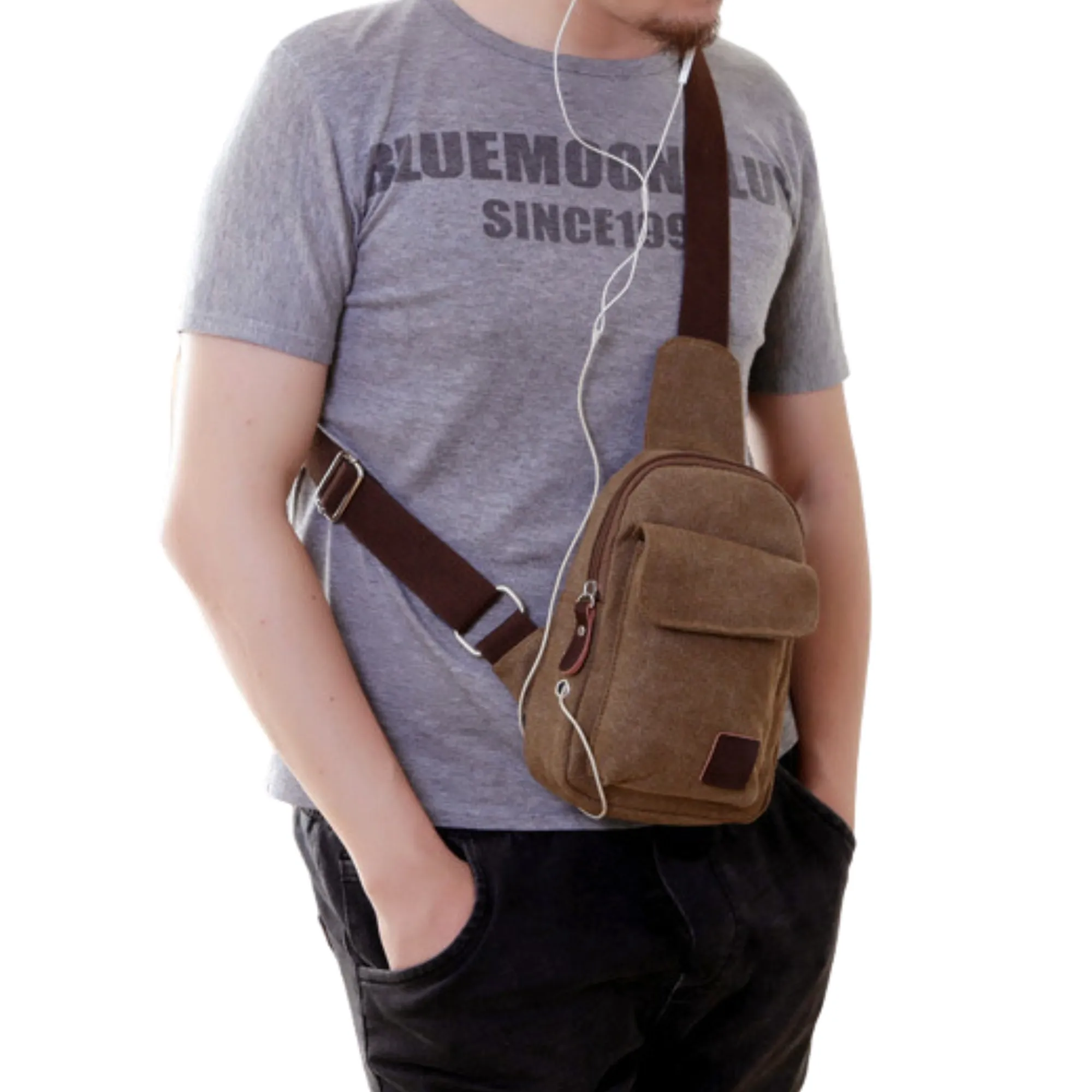 Canvas Messenger Travel Sling Chest Bag – For Men &amp; Women