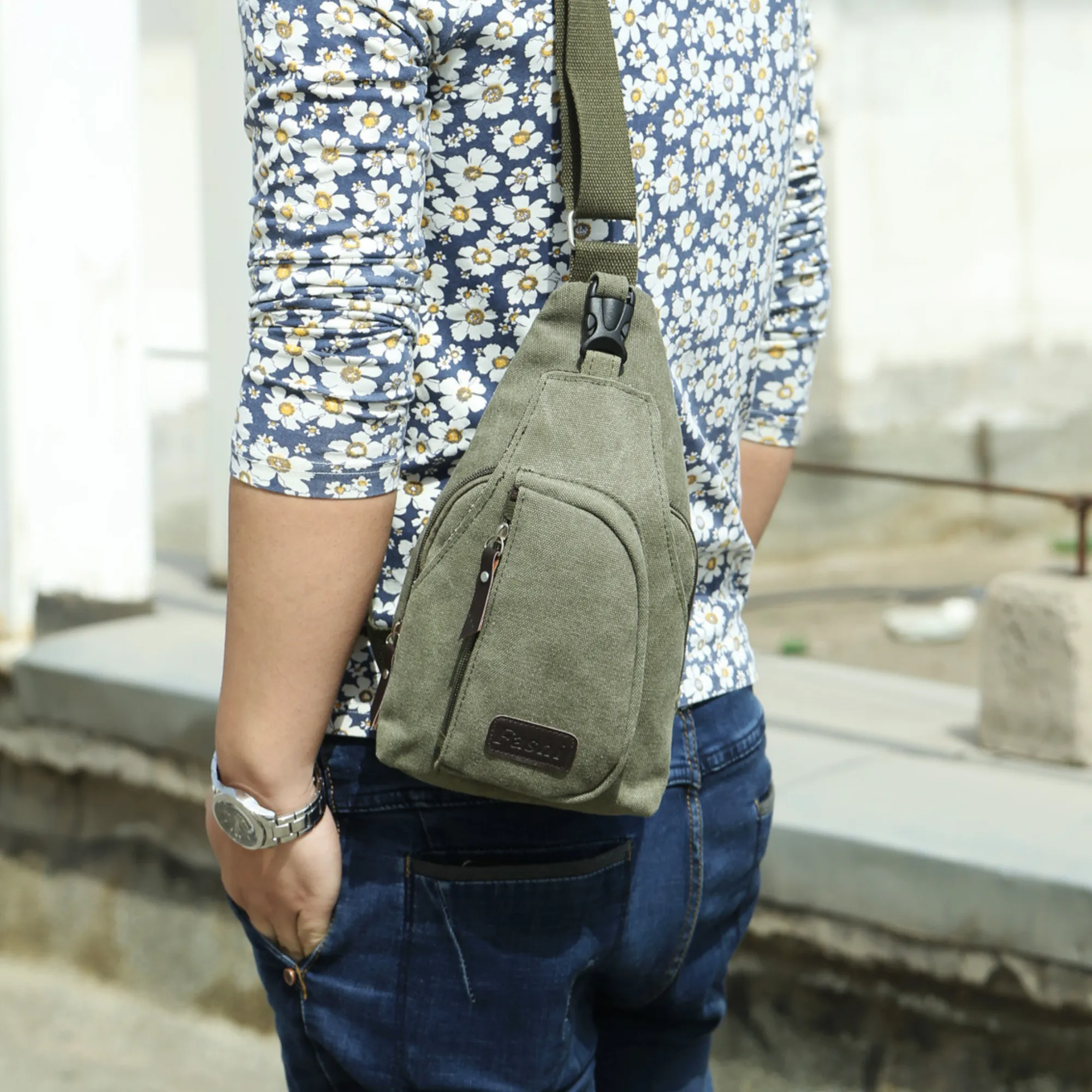 Canvas Sling Satchel Bag – Cross Body Chest and Messenger Bag
