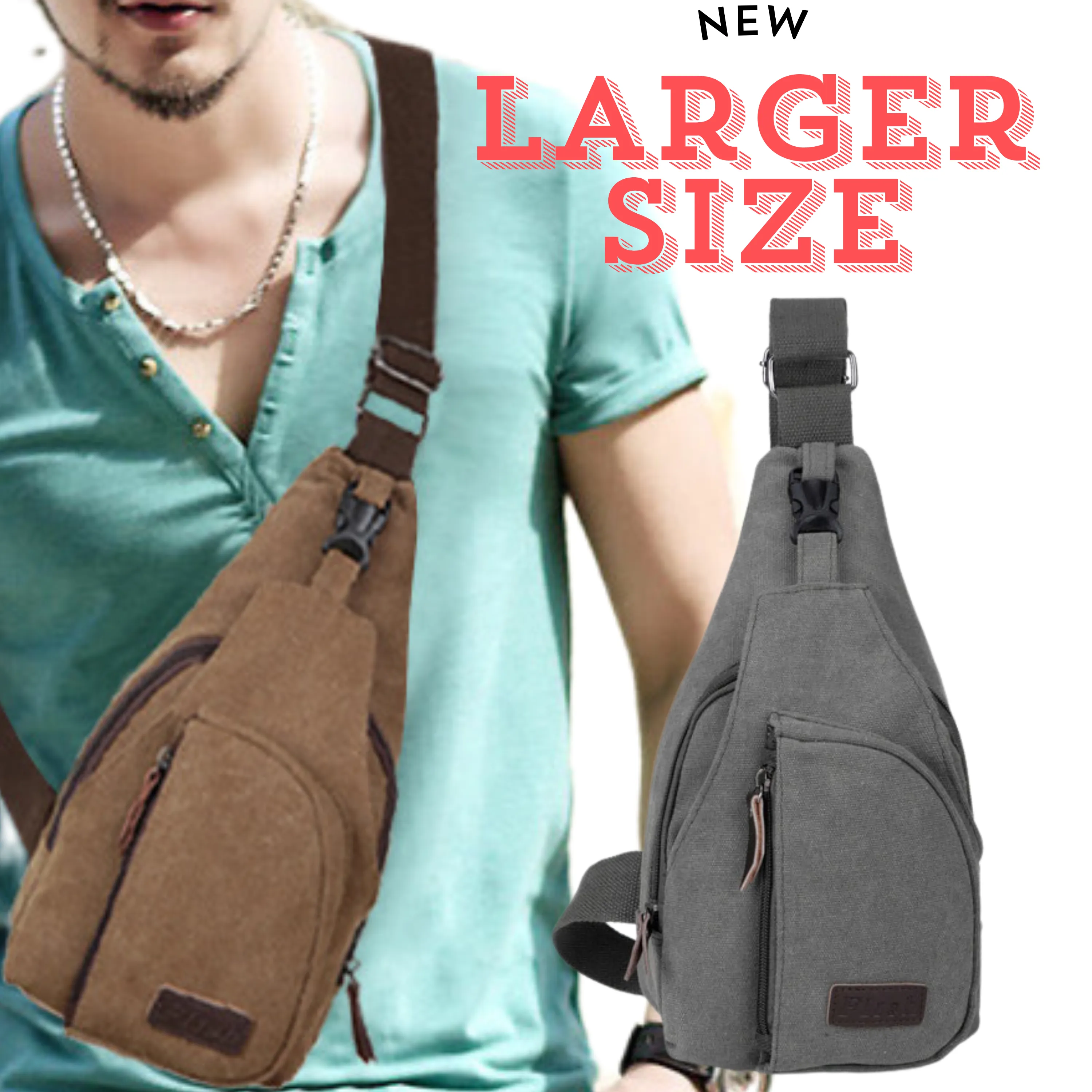 Canvas Sling Satchel Bag – Cross Body Chest and Messenger Bag