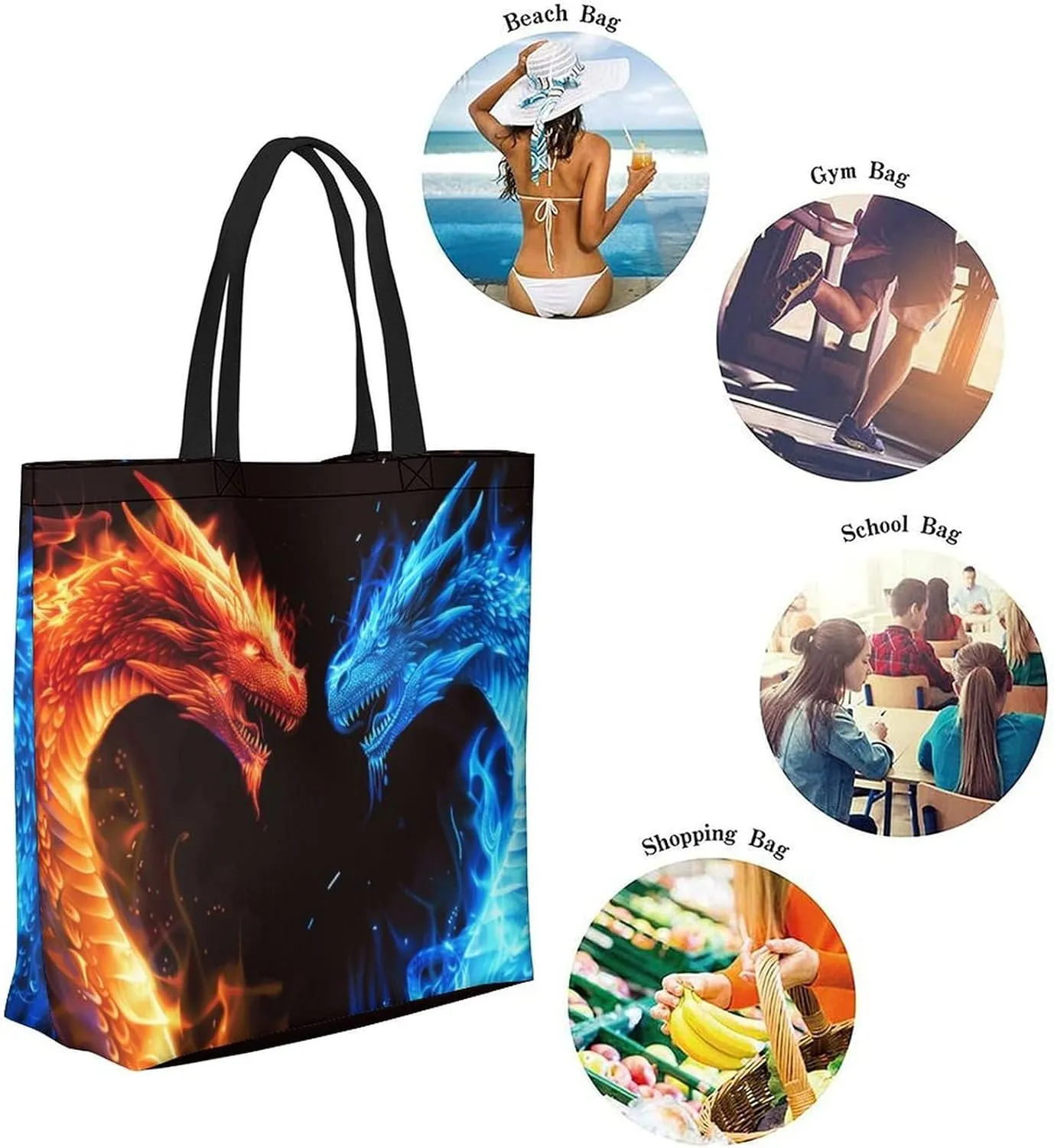 Canvas Tote Bag Large Women Casual Shoulder Bag Handbag Reusable Beach Shopping Grocery Bag For Outdoors