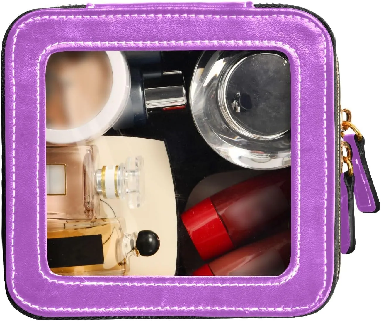 Car Cosmetic Bag Medium Orchid Small Bag for Makeup Travel Make up Bag with Clear Window