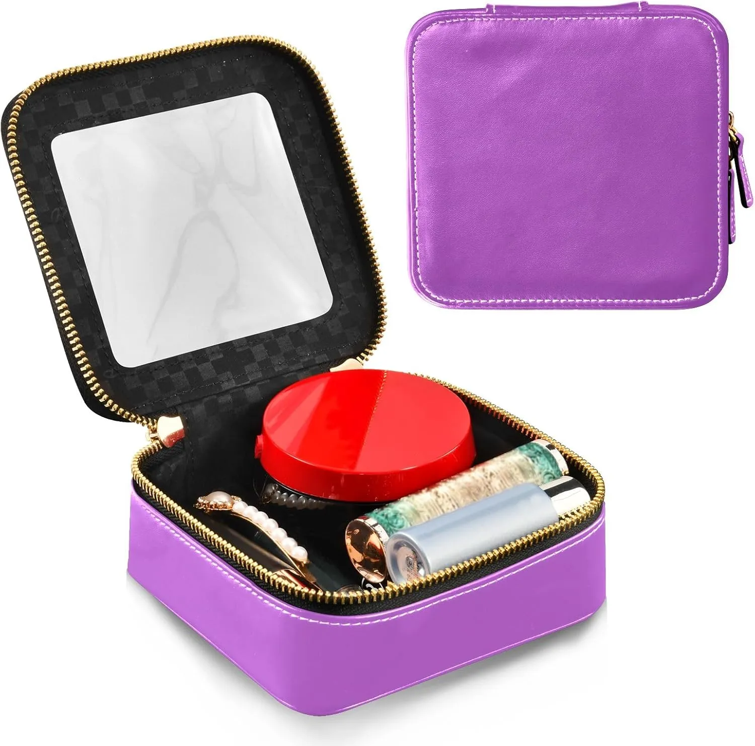 Car Cosmetic Bag Medium Orchid Small Bag for Makeup Travel Make up Bag with Clear Window