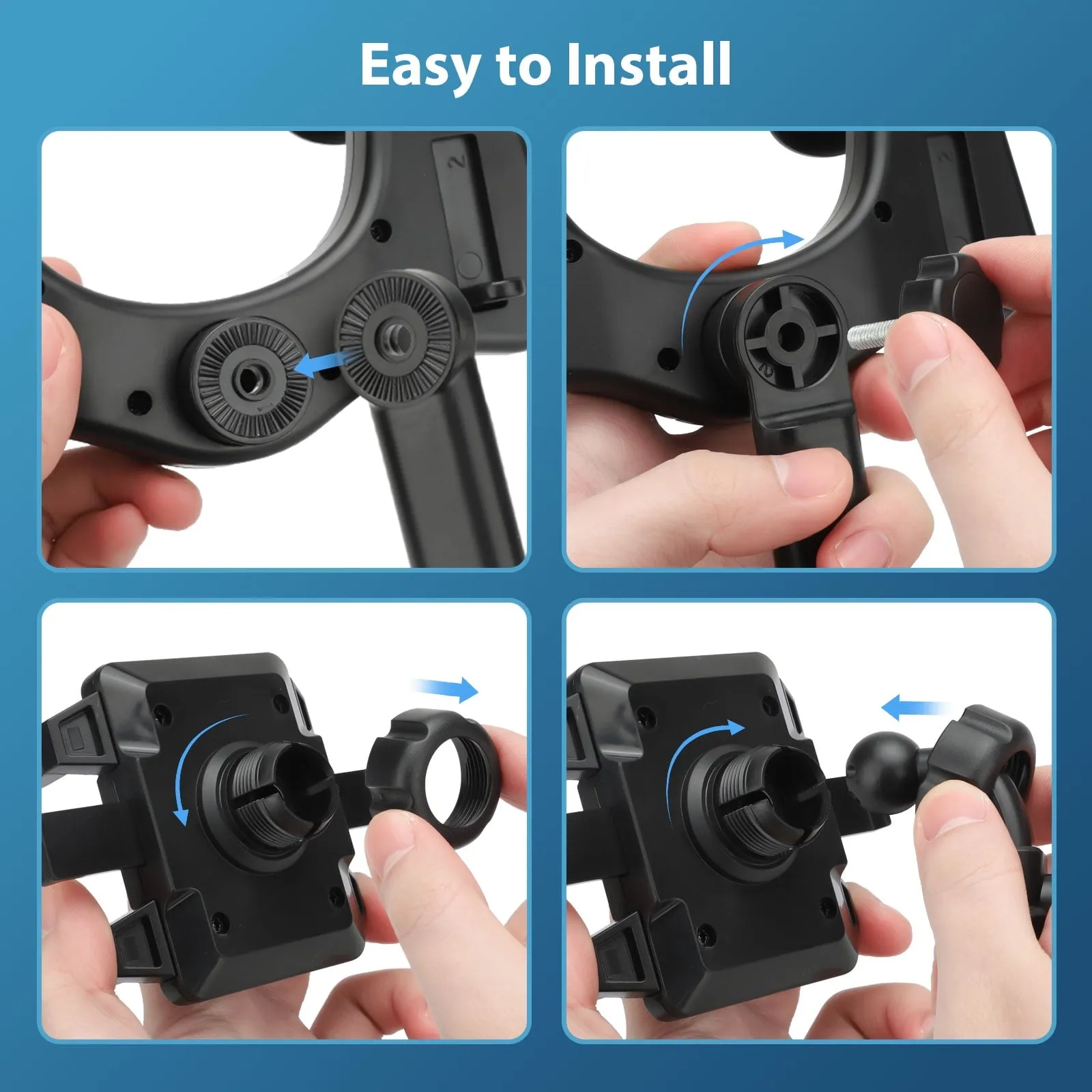 Car Phone Mount, TSV Rearview Mirror Cell Phone Holder, Universal Adjustable Rear View Mirror Clips Cradle, 360° Bracket Car Mount Fits for iPhone 14 13 12 Pro Max, Galaxy