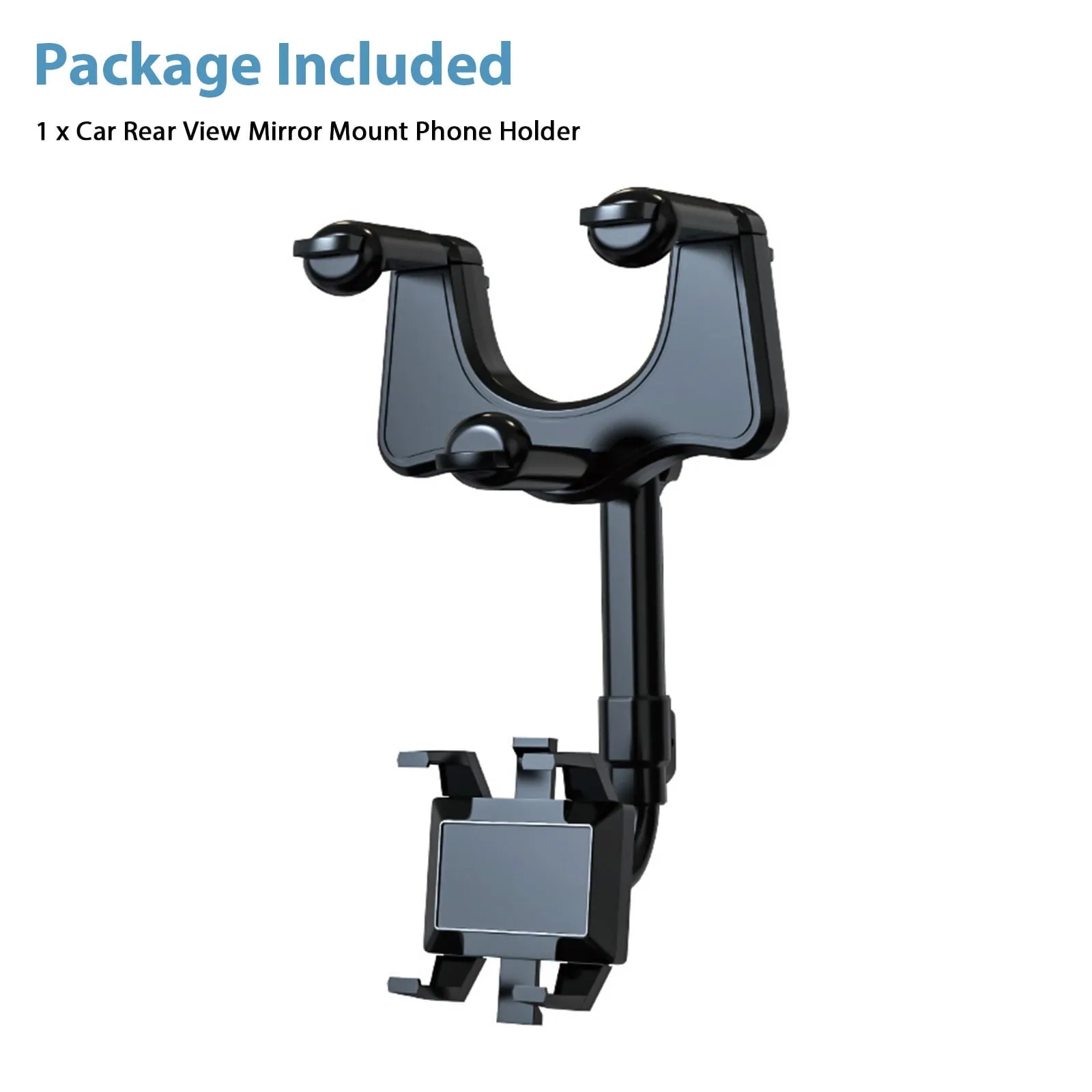 Car Phone Mount, TSV Rearview Mirror Cell Phone Holder, Universal Adjustable Rear View Mirror Clips Cradle, 360° Bracket Car Mount Fits for iPhone 14 13 12 Pro Max, Galaxy