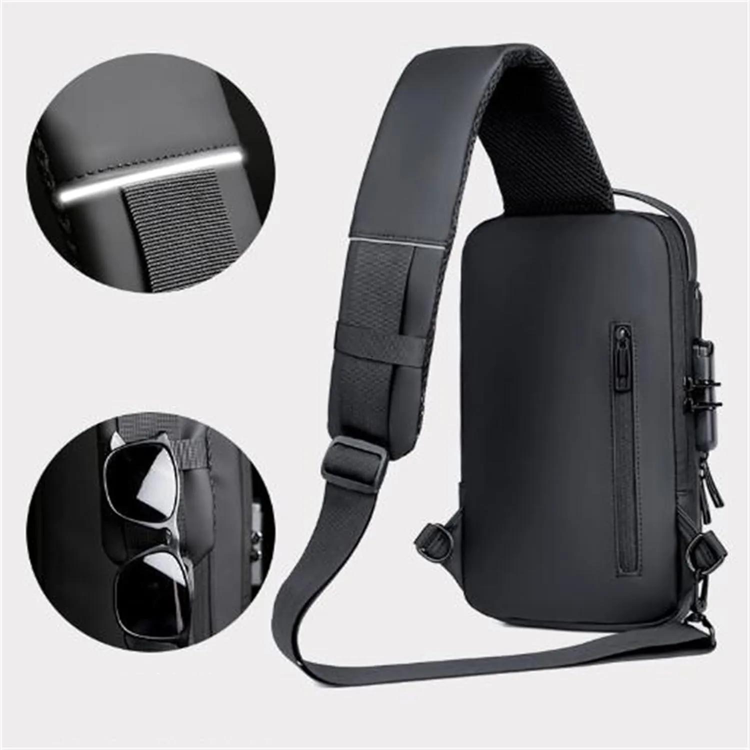 Carbon Fiber Sling Bag, New Carbon Fiber Streamline Anti-Theft Sling Bag, USB Charging Sport Sling