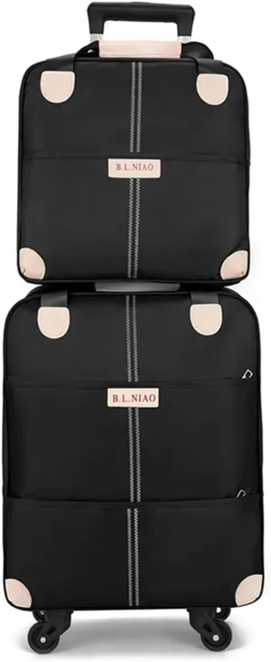 Carry On Luggage Set, 18" 14" Lightweight Airline Approved Carry On Suitcase with Spinner Wheels, Durable Luggage with Duffel Bag for Business and Travel, Black