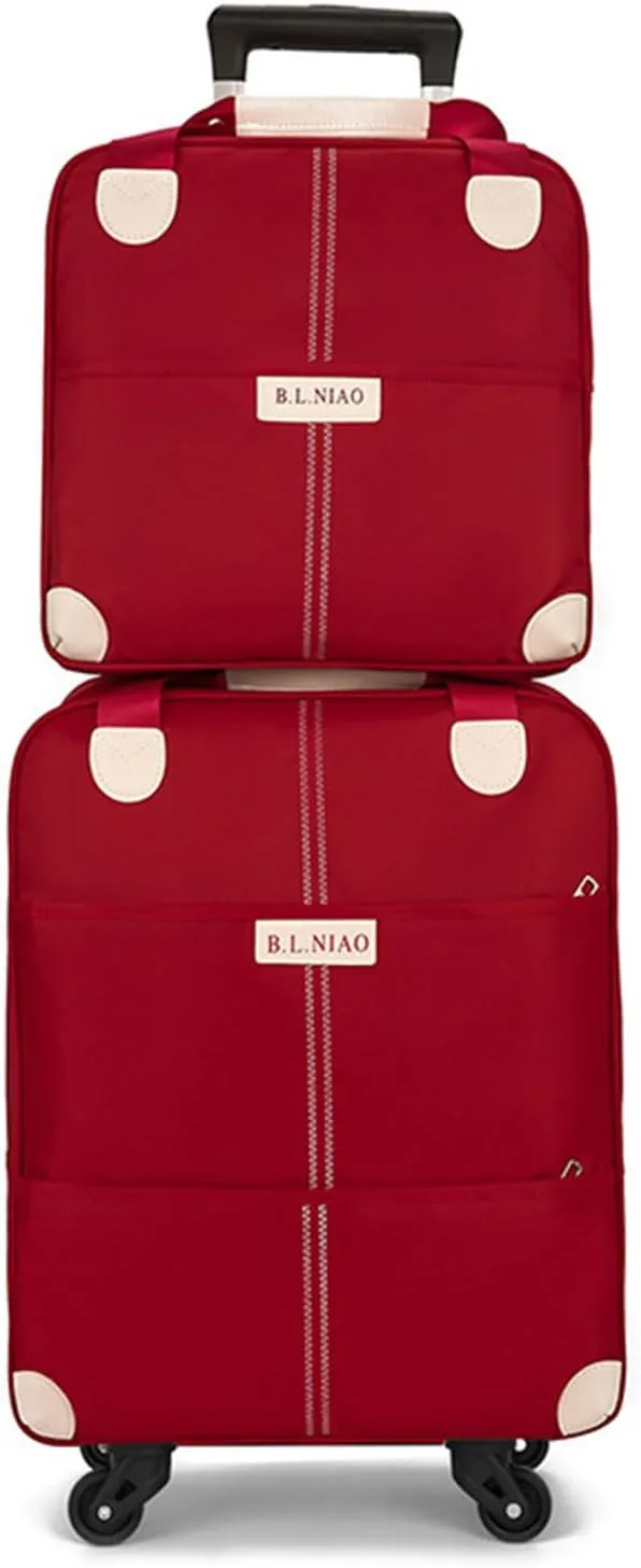Carry On Luggage with Duffel, 18" 14" Fashion Softside Upright Luggage, Lightweight Carry on Suitcase with Spinner Wheels, Family Travel Suitcase Set with for Women Men, Burgundy