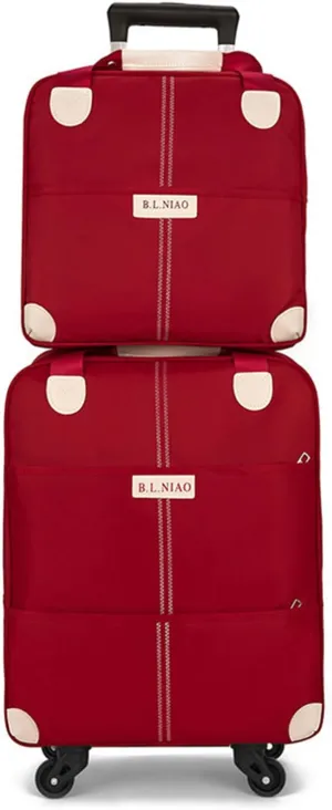 Carry On Luggage with Duffel, 18" 14" Fashion Softside Upright Luggage, Lightweight Carry on Suitcase with Spinner Wheels, Family Travel Suitcase Set with for Women Men, Burgundy