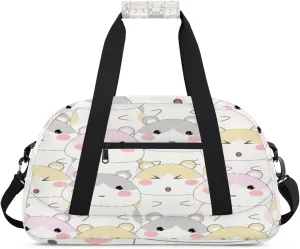 Cartoon Colored Hamsters Gym Duffel Bag for Men Women Cute Hamsters Sports Tote Bag with Adjustable Shoulder Strap for Dance Gymnastics Traveling Outdoor Camping Overnight Stay