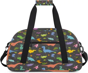 Cartoon Dinosaurs Gym Duffel Bag for Men Women Cute Pattern Sports Tote Bag with Adjustable Shoulder Strap for Dance Gymnastics Traveling Outdoor Camping Overnight Stay