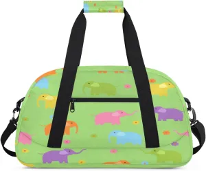 Cartoon Elephant Gym Duffel Bag for Men Women Colorful Elephant Sports Tote Bag with Adjustable Shoulder Strap for Dance Gymnastics Traveling Outdoor Camping Overnight Stay