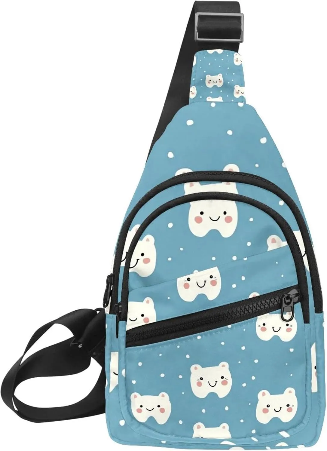 Cartoon Teeth (7) Crossbody Bag with Adjustable Shoulder Strap, Shoulder Bag for Men and Women Sling Backpack for Travel, Cycling, Work, Sport