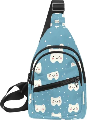 Cartoon Teeth (7) Crossbody Bag with Adjustable Shoulder Strap, Shoulder Bag for Men and Women Sling Backpack for Travel, Cycling, Work, Sport