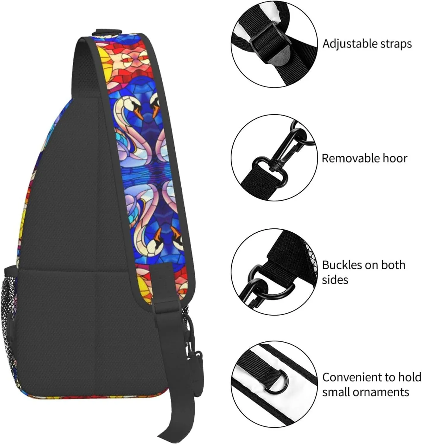 Cartoon White Swan Sling Bag For Men Crossbody Backpack,Women Shoulder Bag For Travel Sport