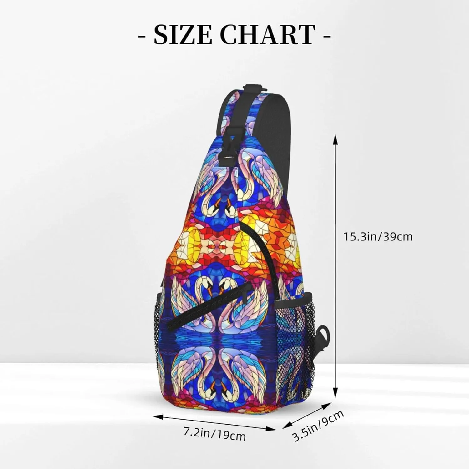 Cartoon White Swan Sling Bag For Men Crossbody Backpack,Women Shoulder Bag For Travel Sport