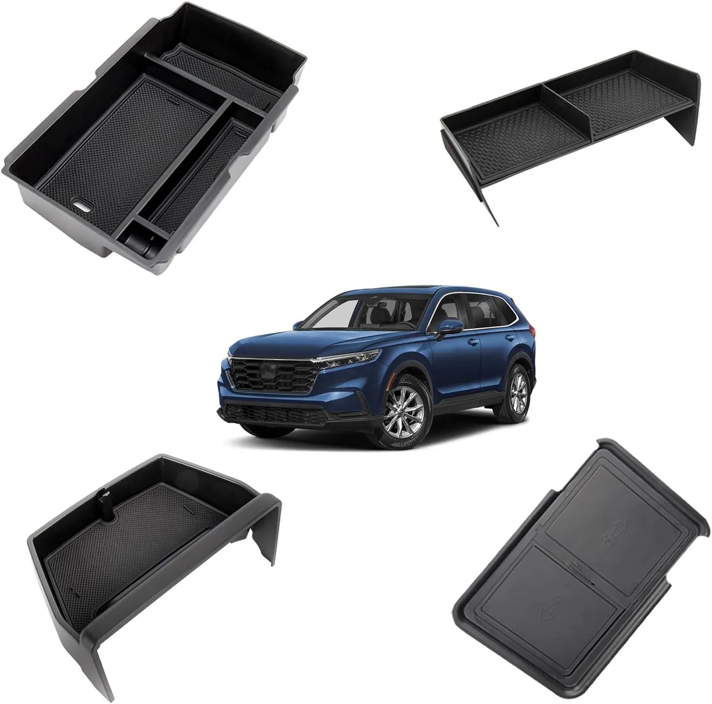Carwiner 4PCS Center Console Organizer Compatible with 2023 2024 2025 Honda CR-V EX-L/Sport-L Hybrid Accessories, Dash Organizer Tray Holder & Hidden Storage Box for Honda CRV with Coin