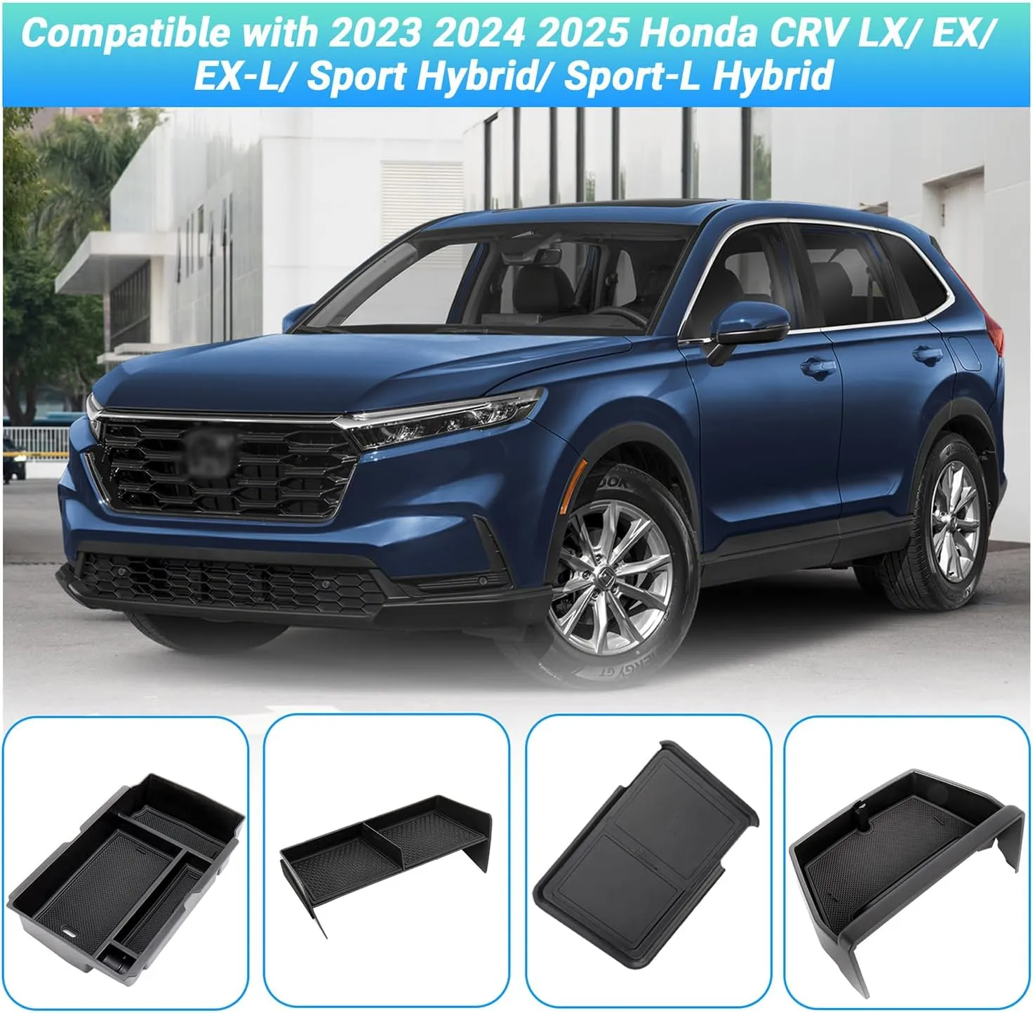 Carwiner 4PCS Center Console Organizer Compatible with 2023 2024 2025 Honda CR-V EX-L/Sport-L Hybrid Accessories, Dash Organizer Tray Holder & Hidden Storage Box for Honda CRV with Coin