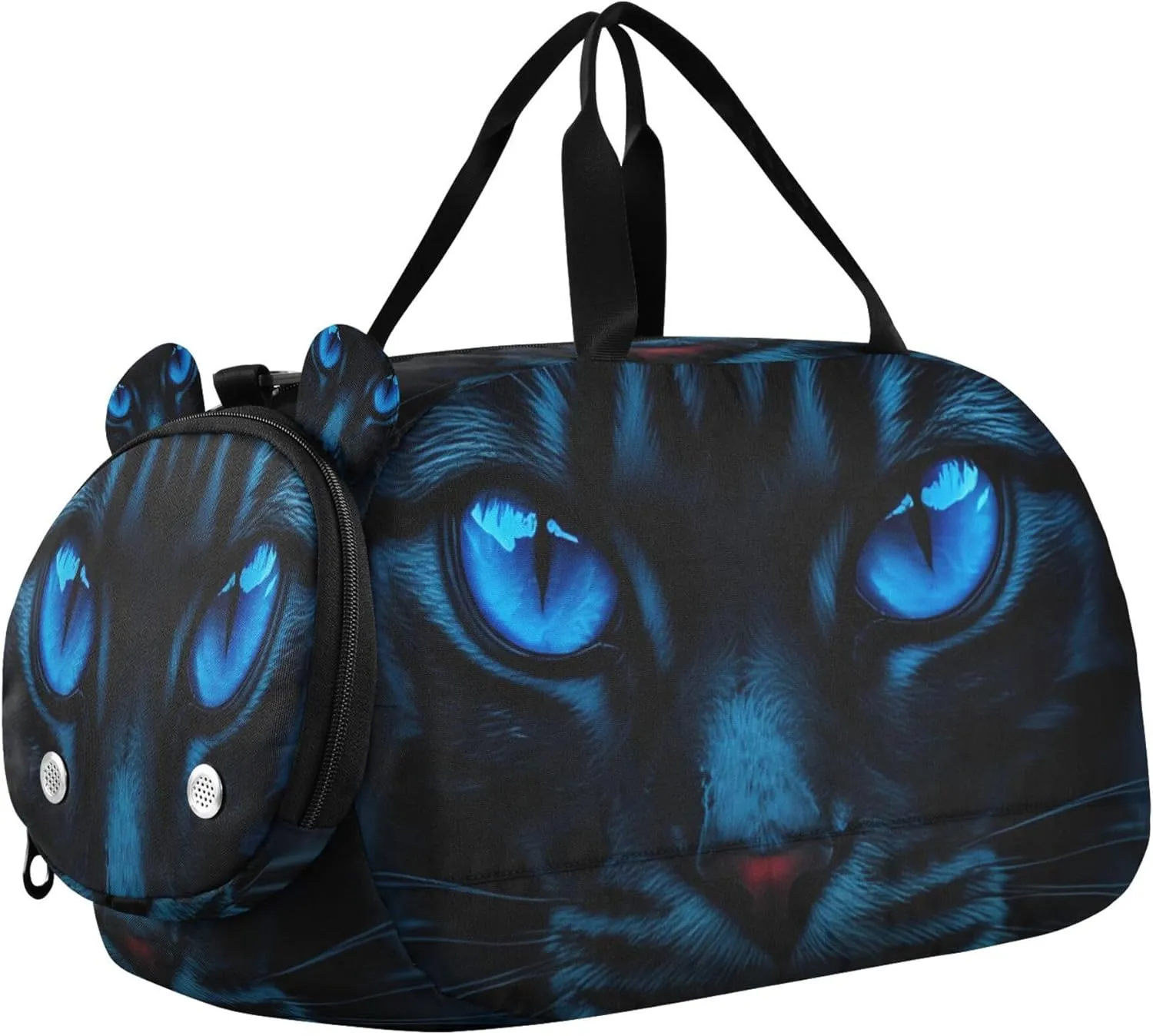 Cat Eyes Kids Overnight Sports Duffel Bags with Shoe Compartment & Wet Pocket Travel Sport Gym Bag for Girls Boys