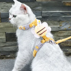 Cat Harness Leash Collar Set Adjustable Cartoon Bee