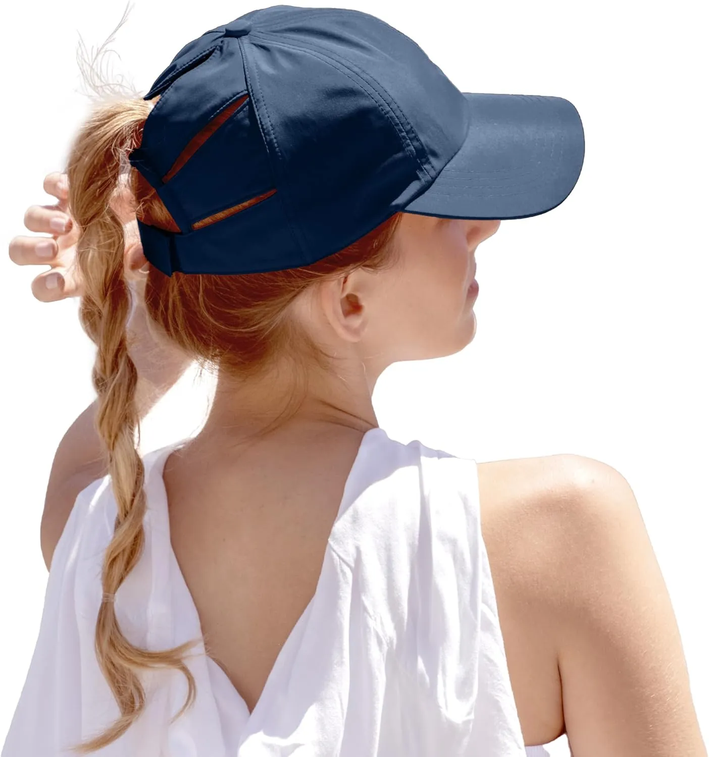 C.C Ponycap Messy High Bun Ponytail Adjustable Trucker Baseball Cap Hat