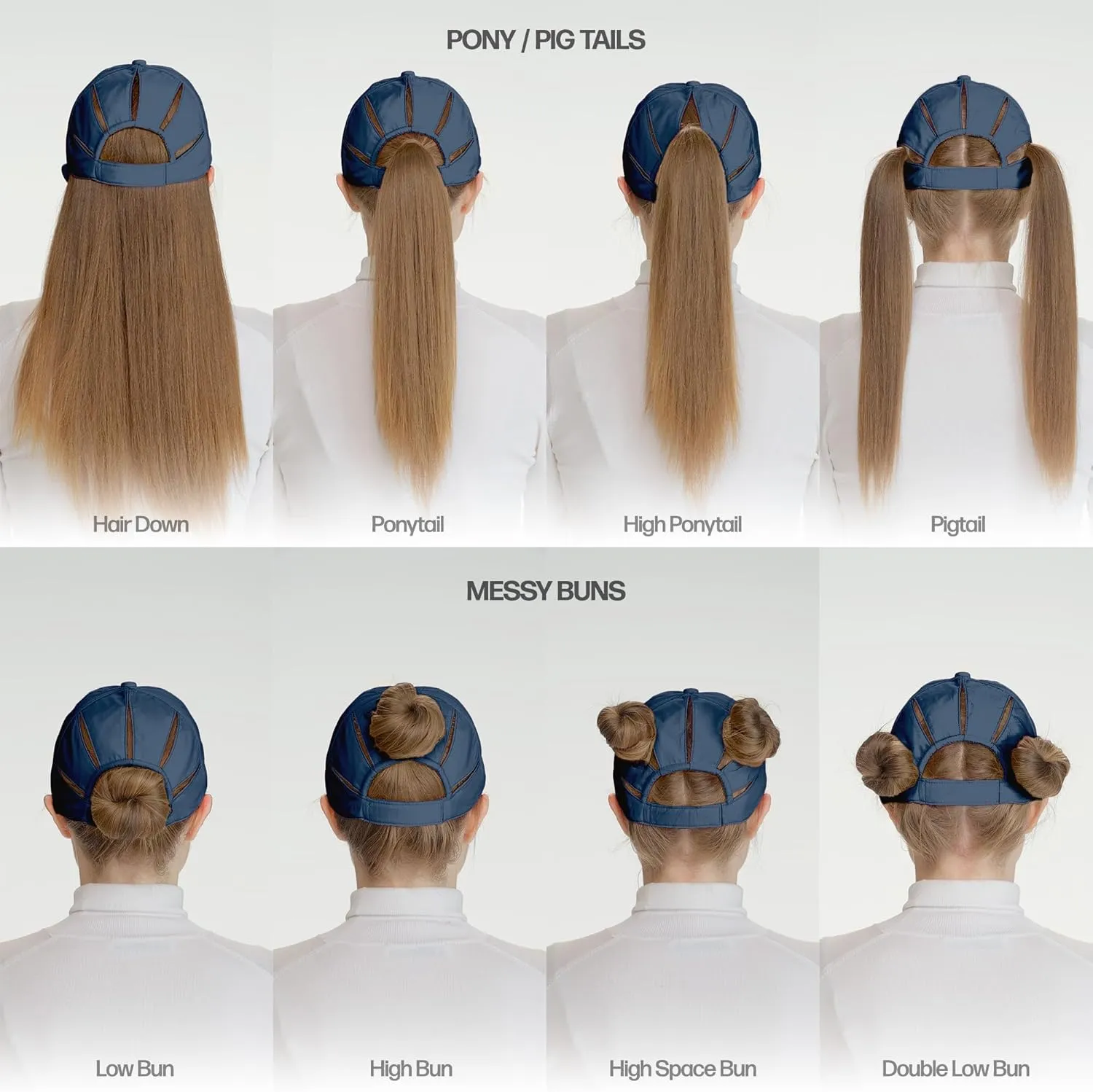 C.C Ponycap Messy High Bun Ponytail Adjustable Trucker Baseball Cap Hat