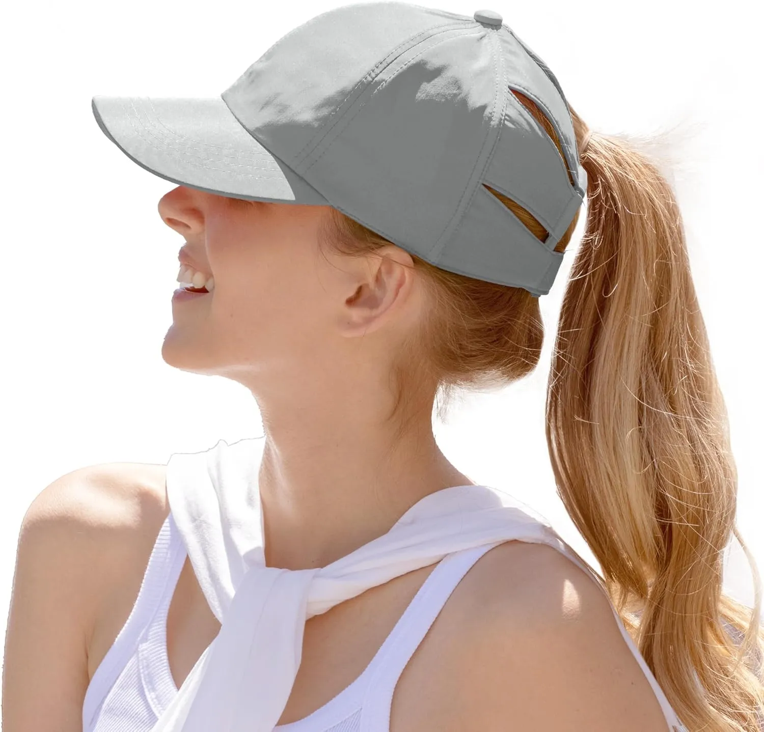 C.C Ponycap Messy High Bun Ponytail Adjustable Trucker Baseball Cap Hat