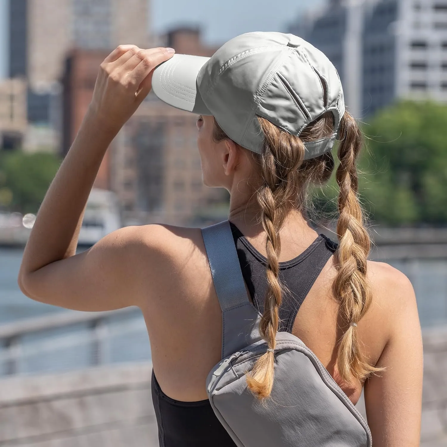 C.C Ponycap Messy High Bun Ponytail Adjustable Trucker Baseball Cap Hat