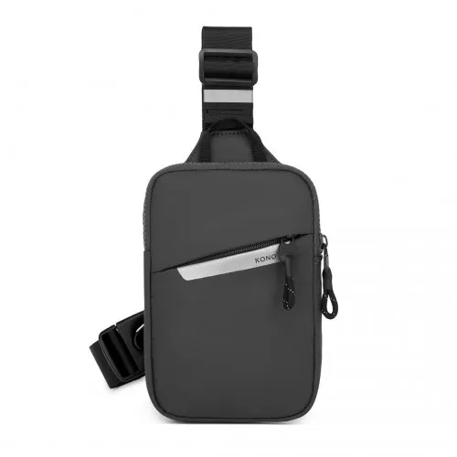CEK2445 - Kono Lightweight Crossbody Sling Bag with Adjustable Strap Multiple Pockets for Travel and Everyday Use - Grey