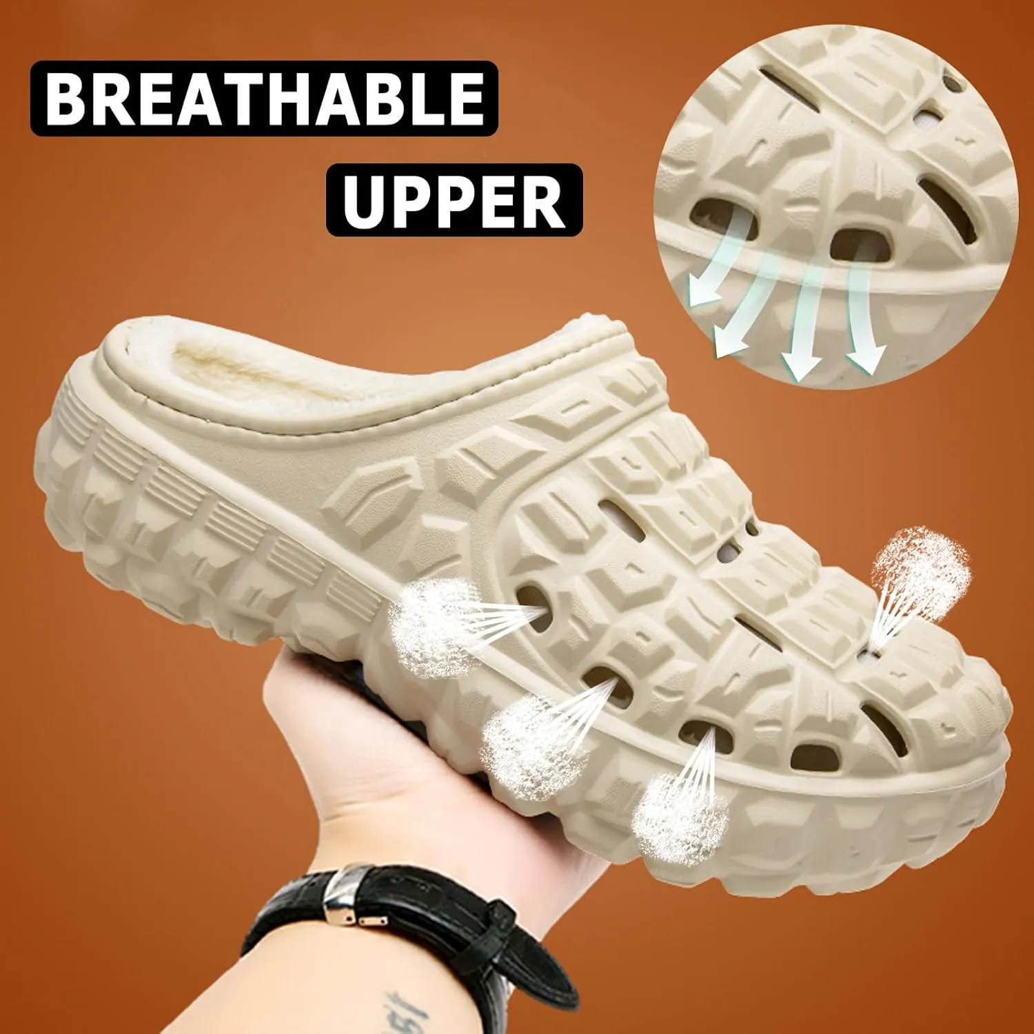 CERYTHRINA Men's Women's Lined Clog Breathable Mesh Lining Indoor Outdoor Walking Garden Clogs Winter Slippers