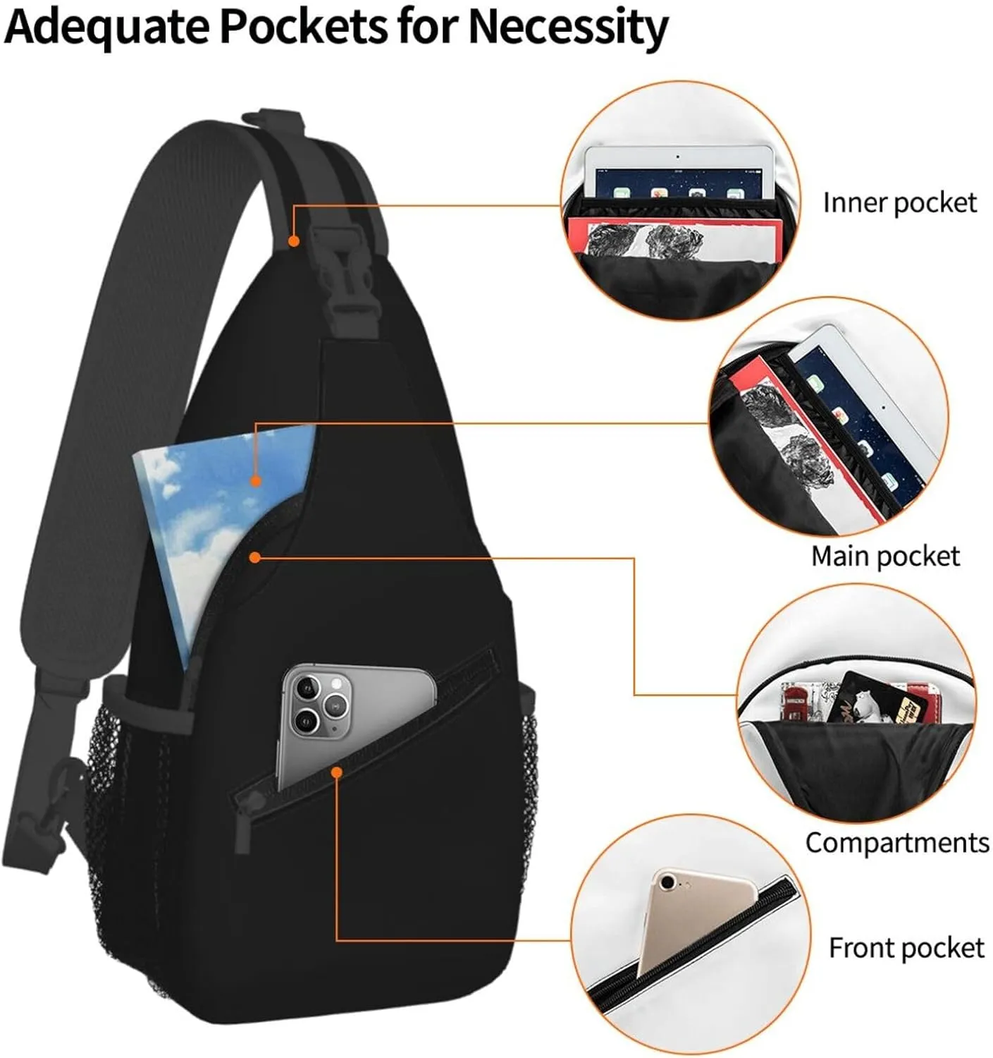 Chest Bag Fashion Casual Sports Daypack Travel Hiking Sling Bag for Women Men
