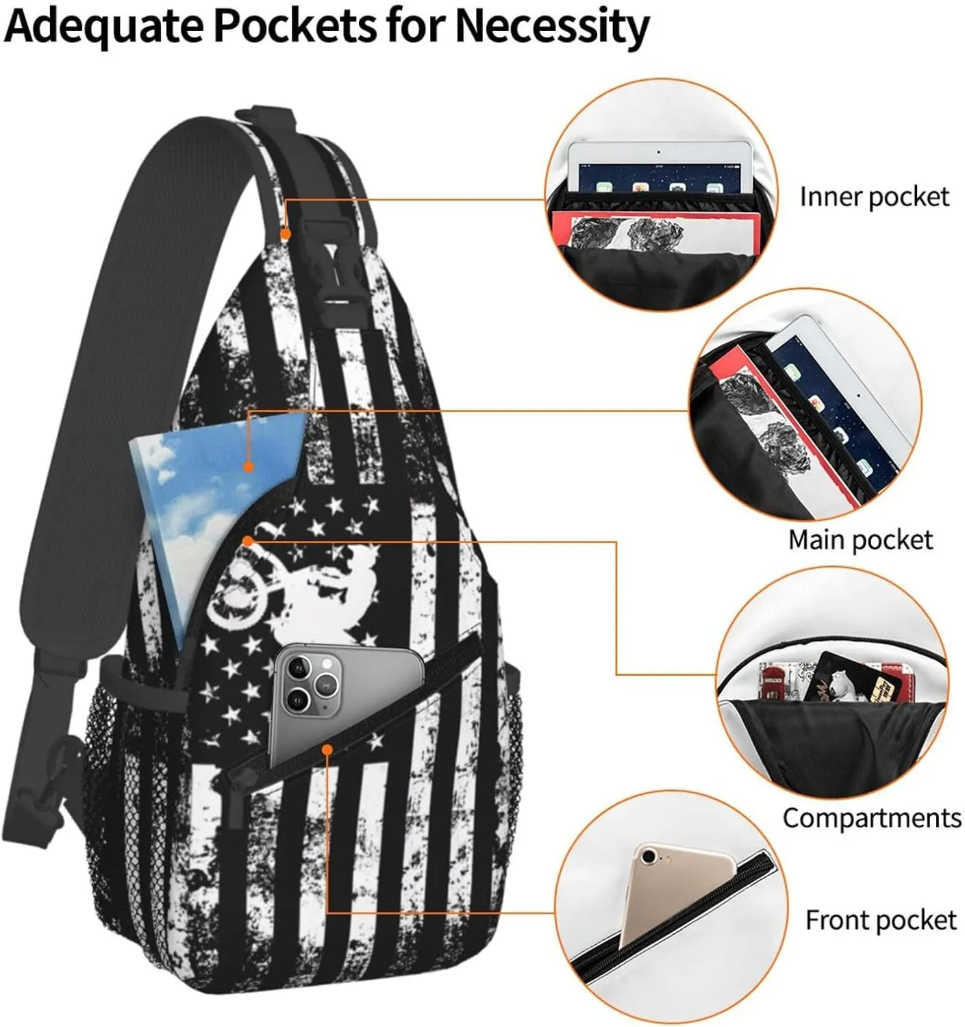 Chest Sling Bag Crossbody Shoulder Backpack Bag Gym Cycling Travel Hiking Daypack Cross Bag