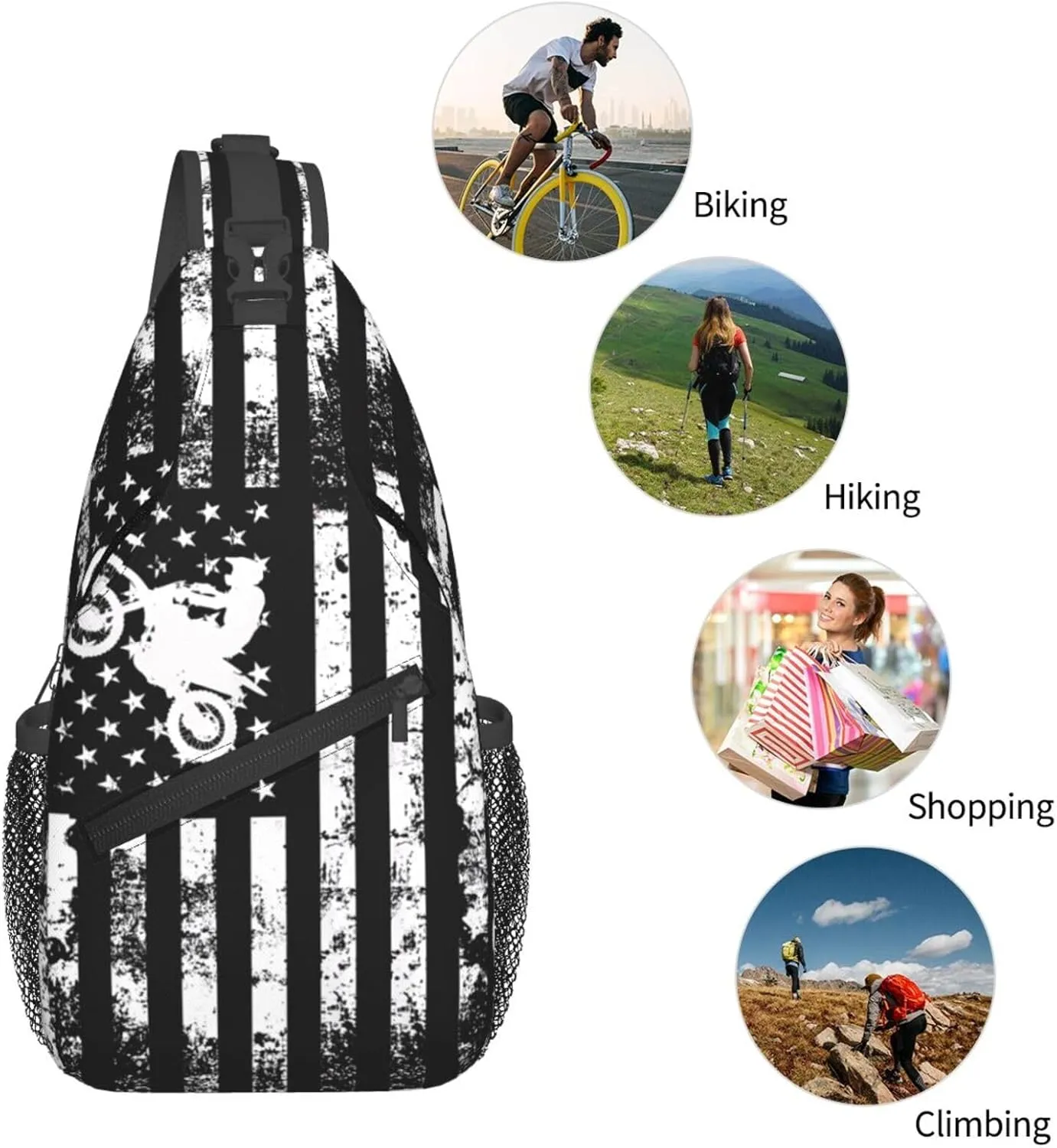 Chest Sling Bag Crossbody Shoulder Backpack Bag Gym Cycling Travel Hiking Daypack Cross Bag