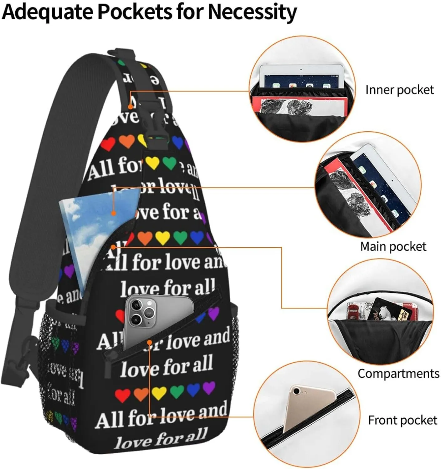 Chest Sling Bag Crossbody Shoulder Backpack Bag Gym Cycling Travel Hiking Daypack Cross Bag