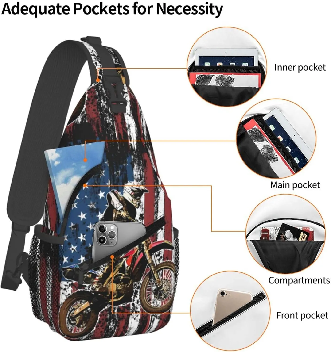 Chest Sling Bag Crossbody Shoulder Backpack Bag Gym Cycling Travel Hiking Daypack Cross Bag