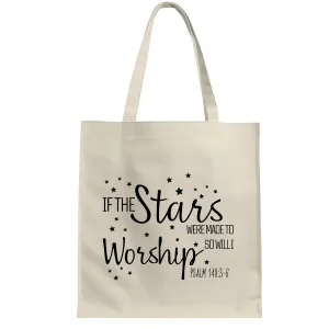 Christian Gift Idea Worship with Scripture Faith Natural White Multicolor Canvas Tote Bag