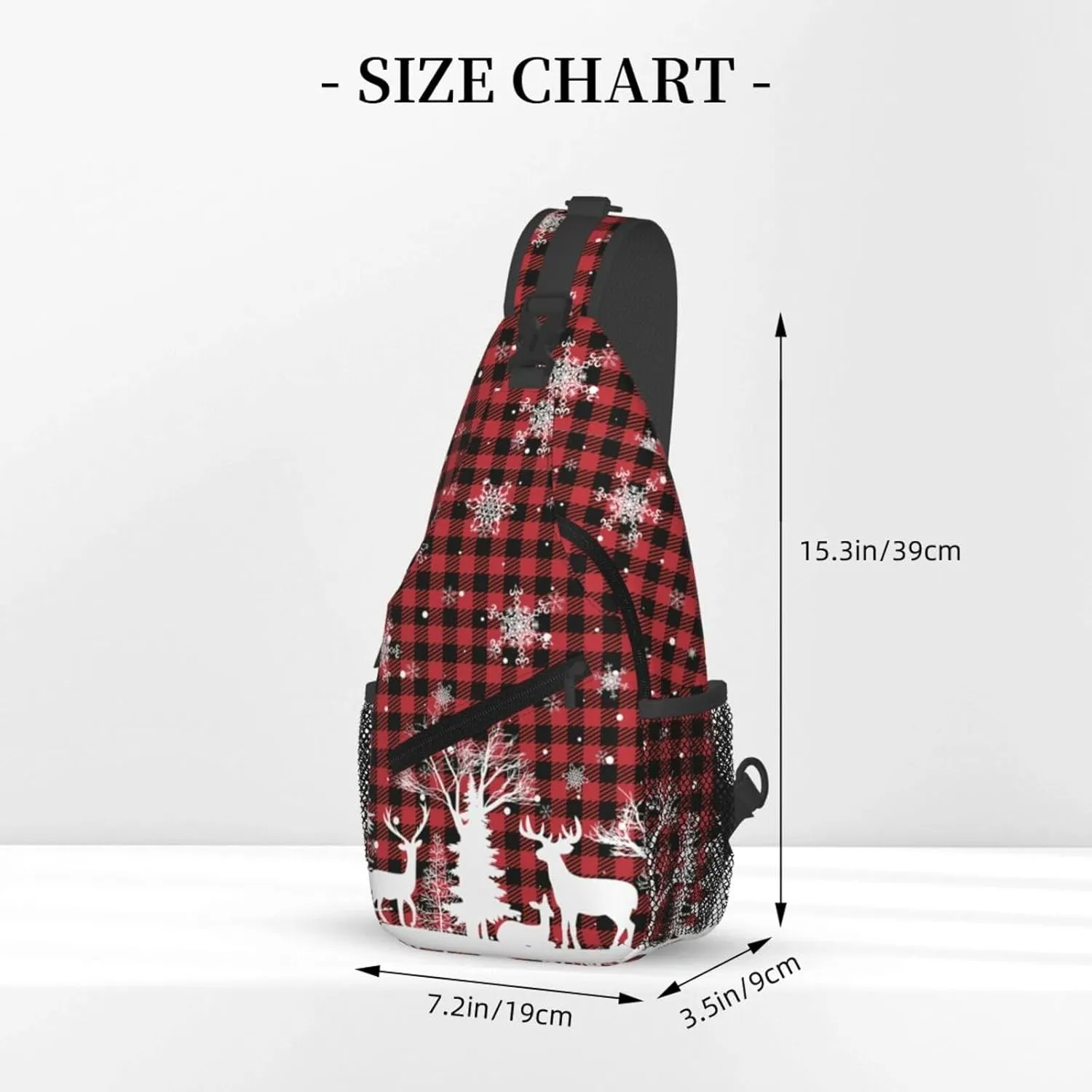 Christmas Crossbody Sling Bag For Women Men Adjustable Christmas Buffalo Plaid Chest Bag Shoulder Bag Sling Backpack Merry Xmas Daypack Christmas Gifts