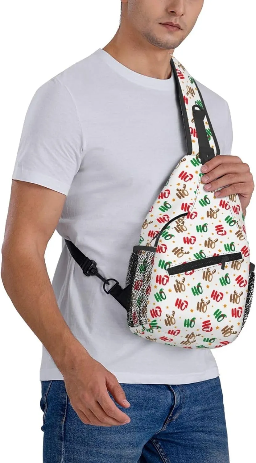 Christmas Crossbody Sling Bag For Women Men Adjustable Ho Ho Ho Christmas Chest Bag Shoulder Bag Sling Backpack Merry Xmas Daypack Christmas Gifts