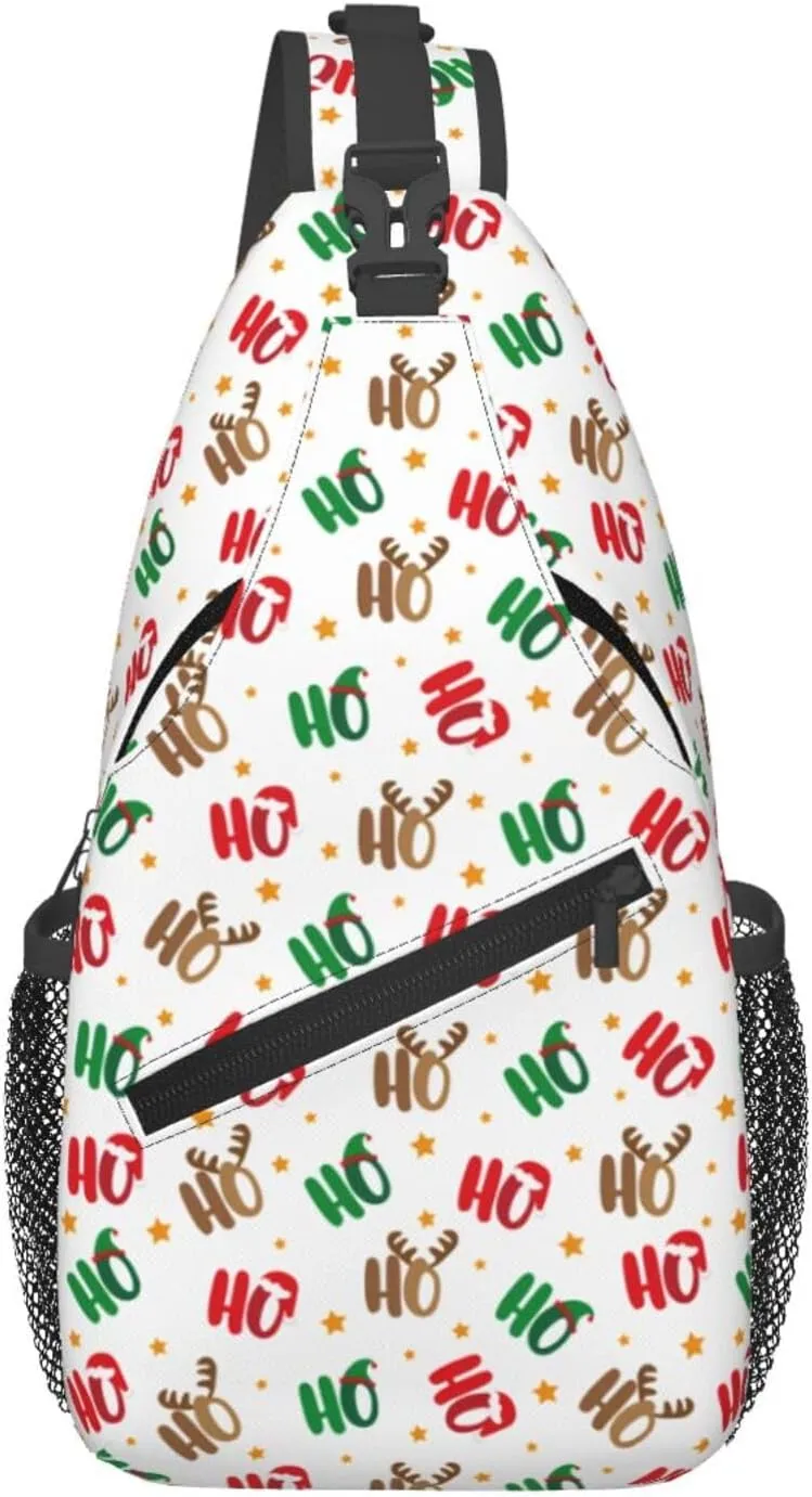 Christmas Crossbody Sling Bag For Women Men Adjustable Ho Ho Ho Christmas Chest Bag Shoulder Bag Sling Backpack Merry Xmas Daypack Christmas Gifts